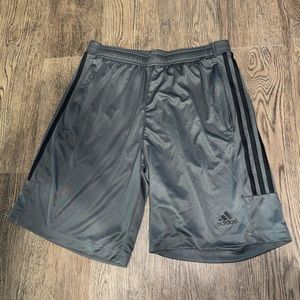 Grey men’s basketball shorts Adidas brand.